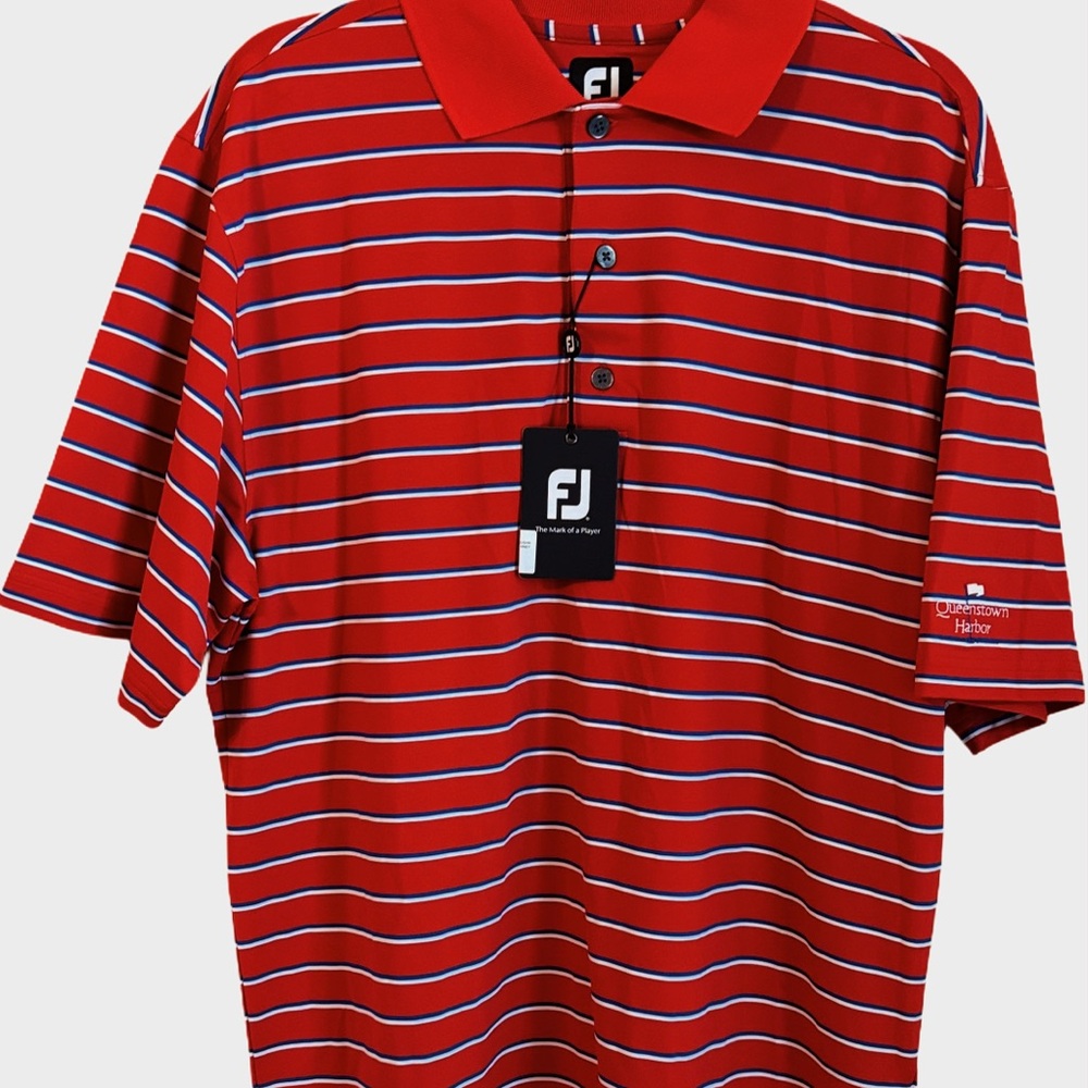 FootJoy Red and White Striped Polo Shirt